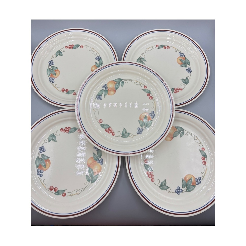 Corelle Abundance Luncheon Plates Set of 5 Fruit Harvest Made in USA 8.5"